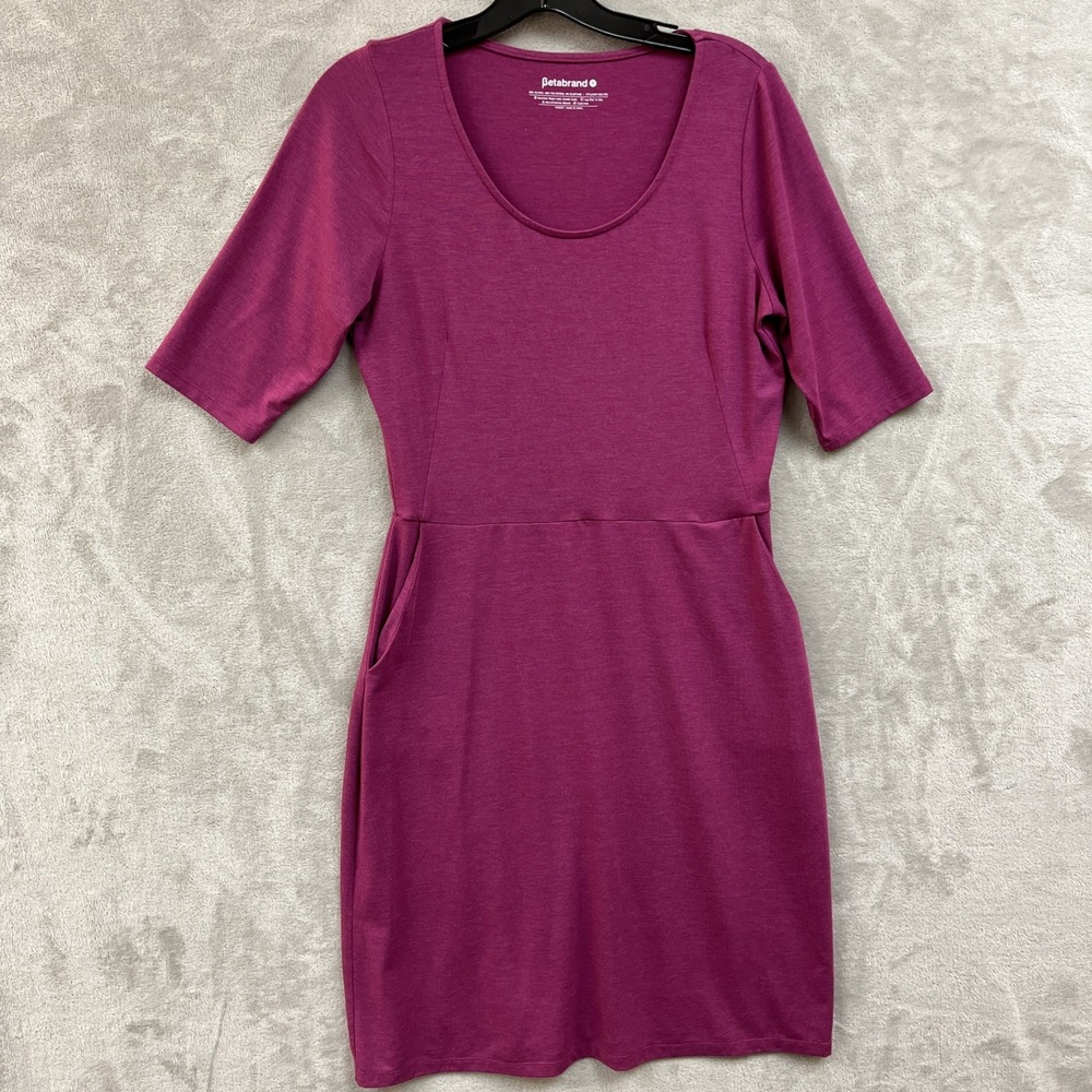 Beta Brand Dress Women's M Medium Pink Rayon Pockets Jersey Half Sleeve Modest‎